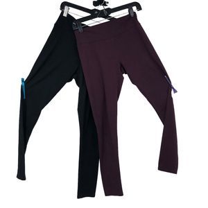 Aerie Lot of 2 Chill, Play, Move Leggings: 1 Black, 1 plum, Yoga ,Exercise SZ M